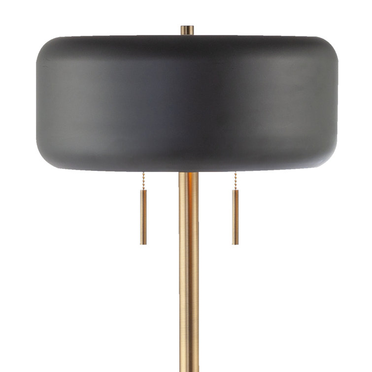 Elegant Dual-Bulb Metallic Dark Gray Floor Lamp with Energy-Saving Design