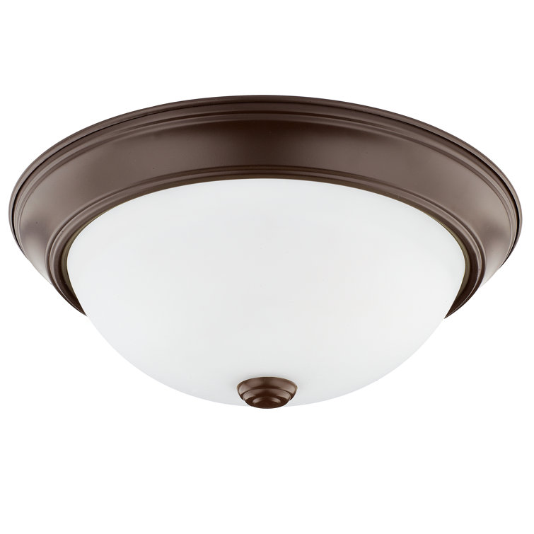 Brushed Nickel 2-Light Flush Mount with Soft White Glass Bowl