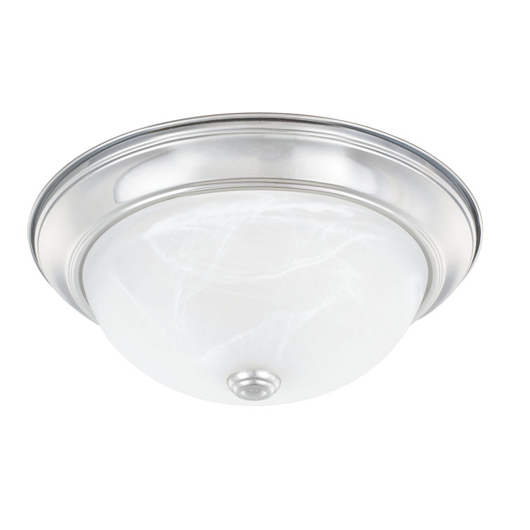Brushed Nickel 2-Light Flush Mount with Soft White Glass Bowl