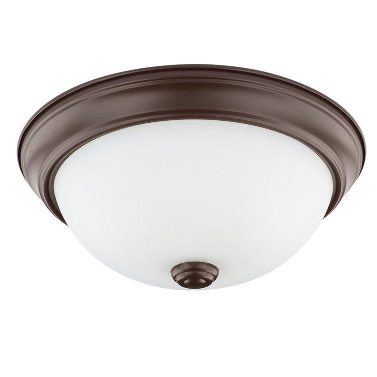 Brushed Nickel 2-Light Flush Mount with Soft White Glass Bowl