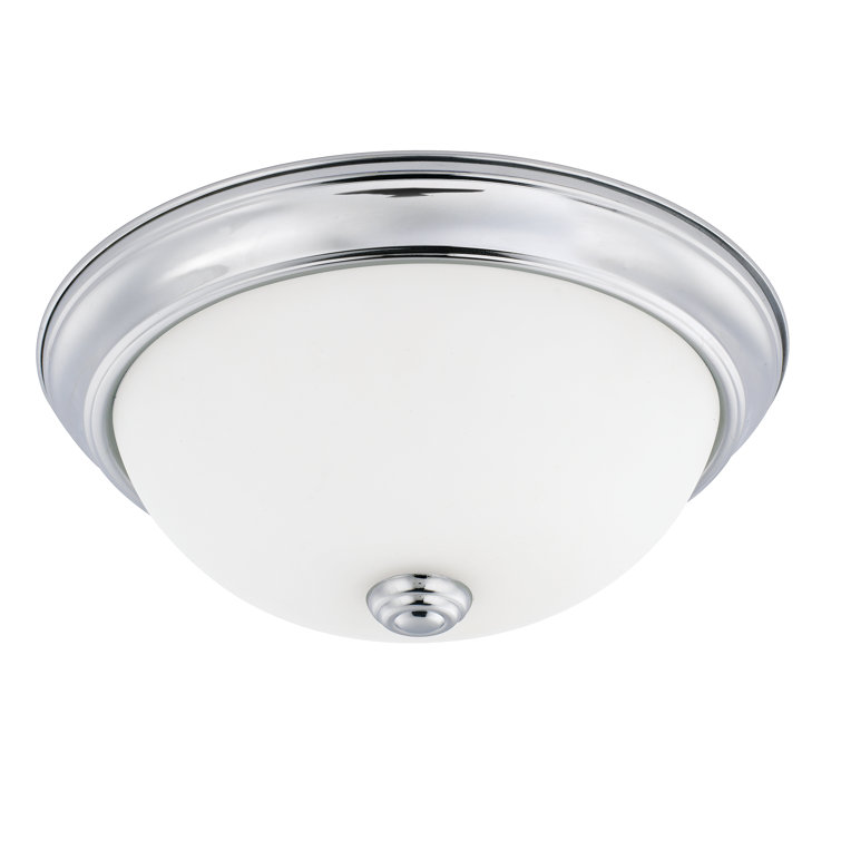 Brushed Nickel 2-Light Flush Mount with Soft White Glass Bowl