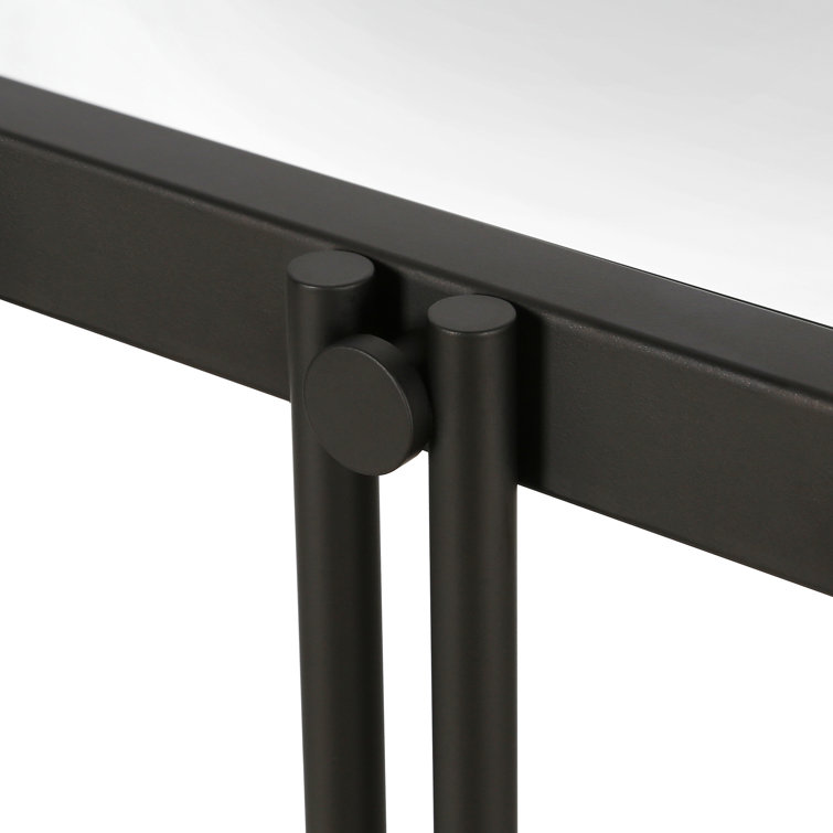 Inez 42'' Blackened Bronze Metal and Glass Console Table with Storage