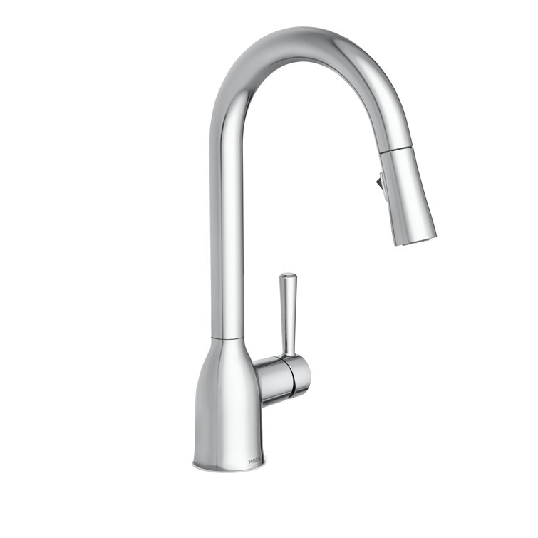 Chrome High Arc Single Handle Kitchen Faucet with Pull-Down Spray