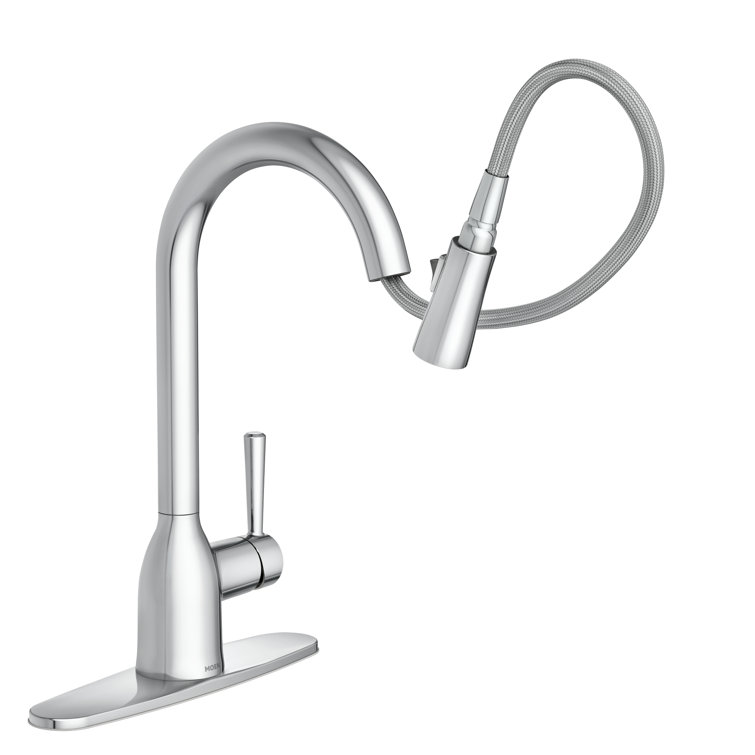 Chrome High Arc Single Handle Kitchen Faucet with Pull-Down Spray