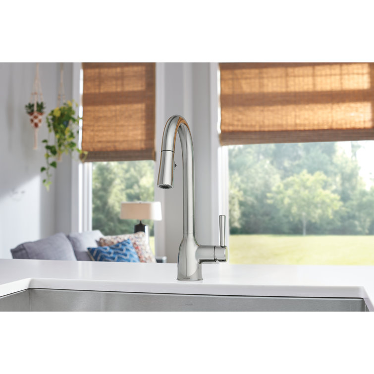 Chrome High Arc Single Handle Kitchen Faucet with Pull-Down Spray