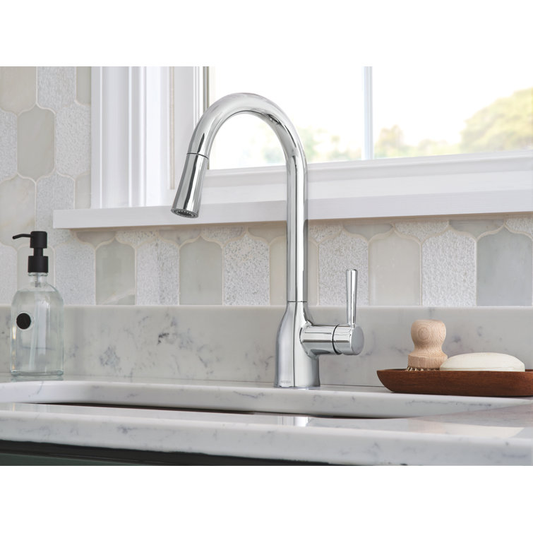 Chrome High Arc Single Handle Kitchen Faucet with Pull-Down Spray