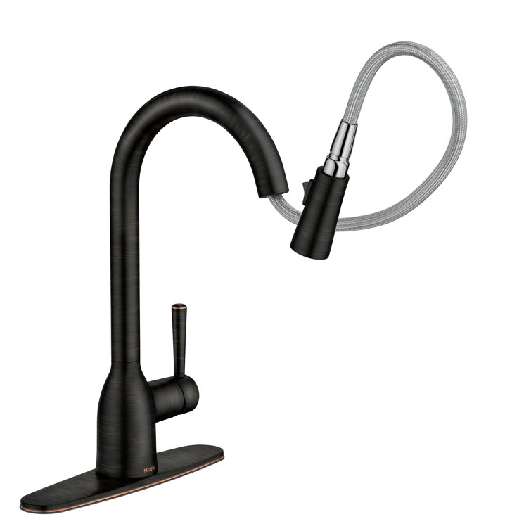 Bronze Transitional Kitchen Faucet with Pull-Out Spray