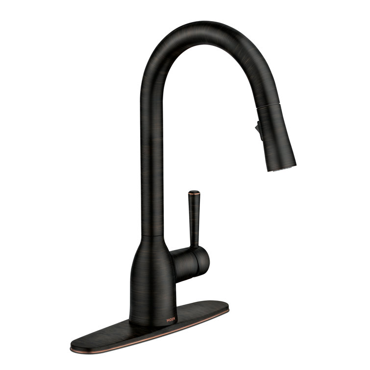 Bronze Transitional Kitchen Faucet with Pull-Out Spray