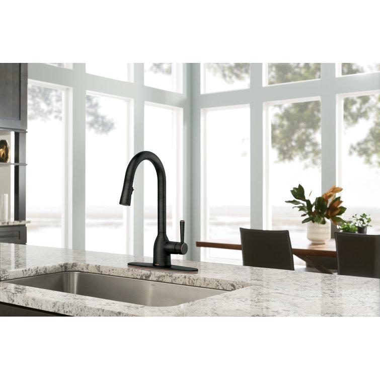 Bronze Transitional Kitchen Faucet with Pull-Out Spray