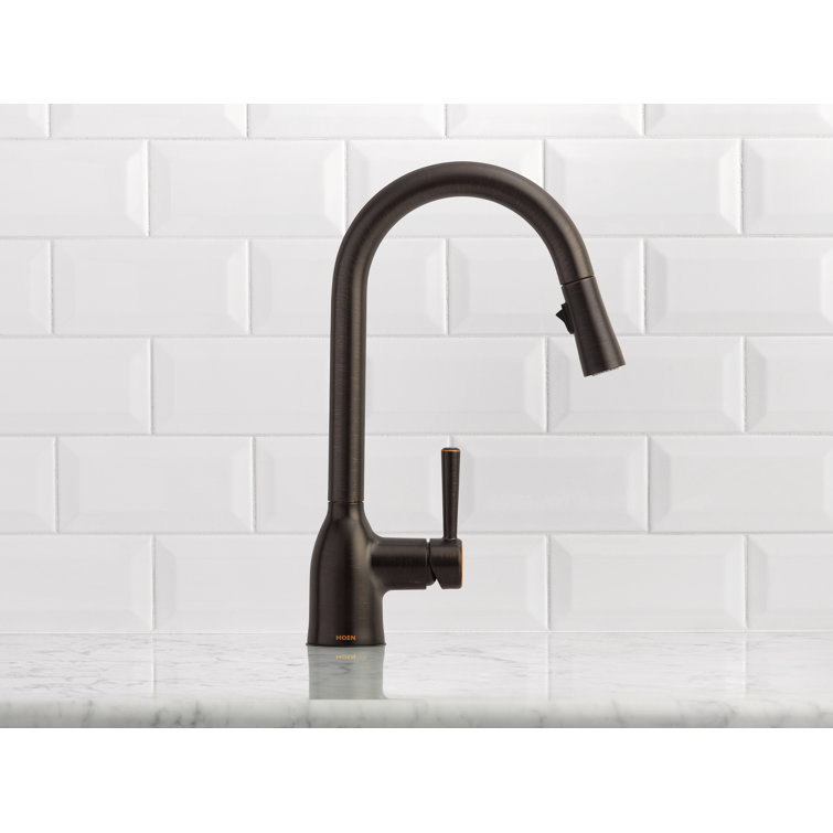 Bronze Transitional Kitchen Faucet with Pull-Out Spray