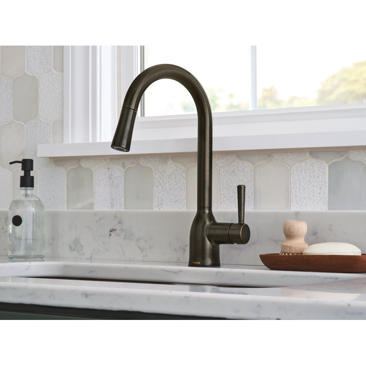 Bronze Transitional Kitchen Faucet with Pull-Out Spray