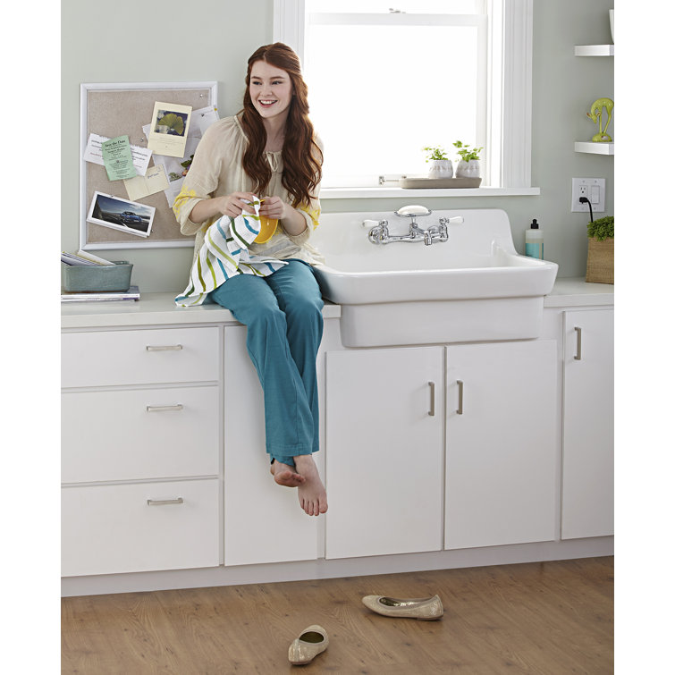 White 30'' Farmhouse Single Bowl Ceramic Kitchen Sink