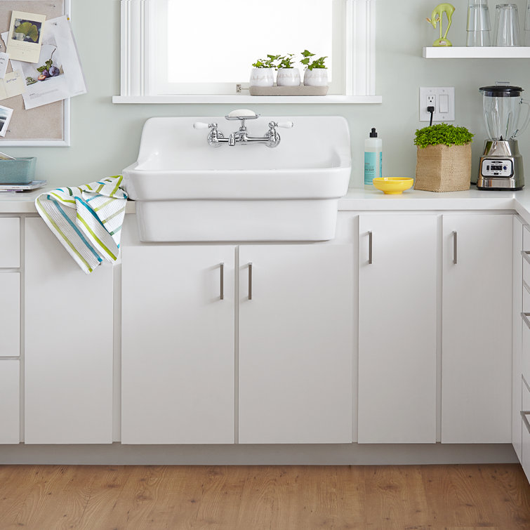 White 30'' Farmhouse Single Bowl Ceramic Kitchen Sink