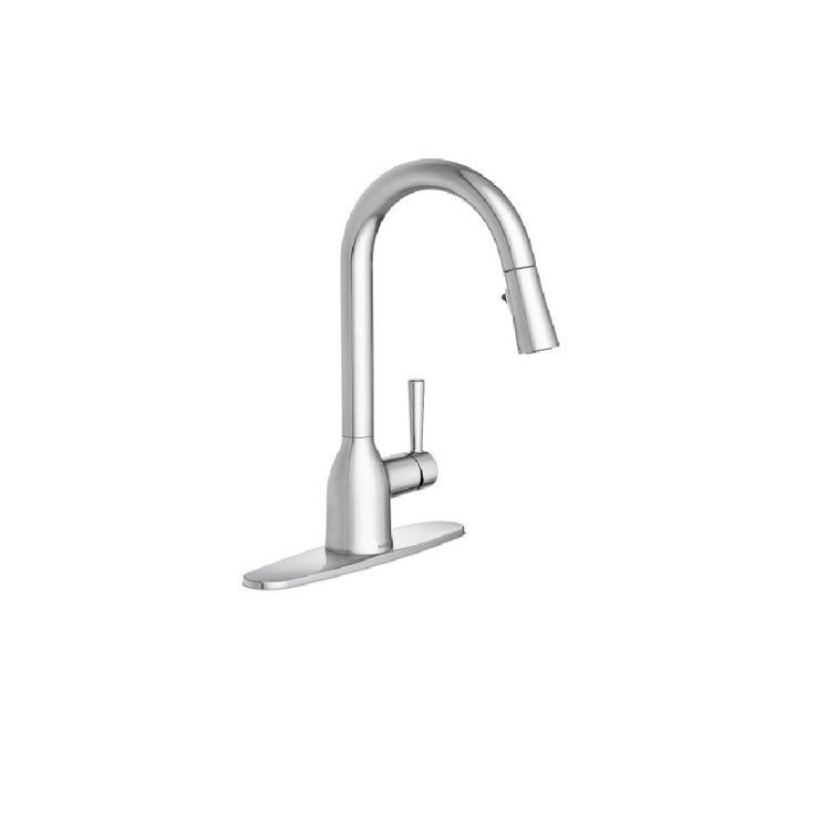 Chrome High Arc Single Handle Kitchen Faucet with Pull-Down Spray