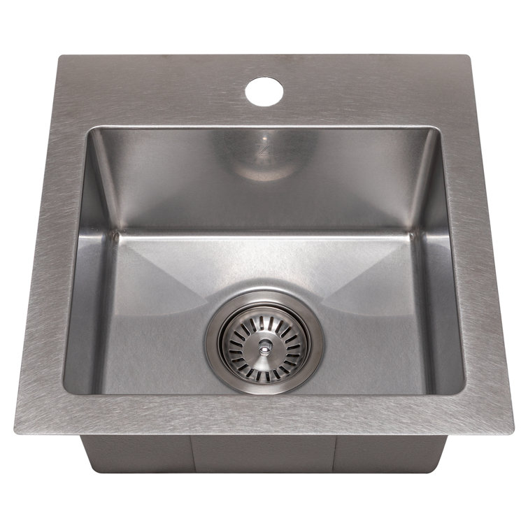 Donner 15" Stainless Steel Single Bowl Topmount Bar Sink