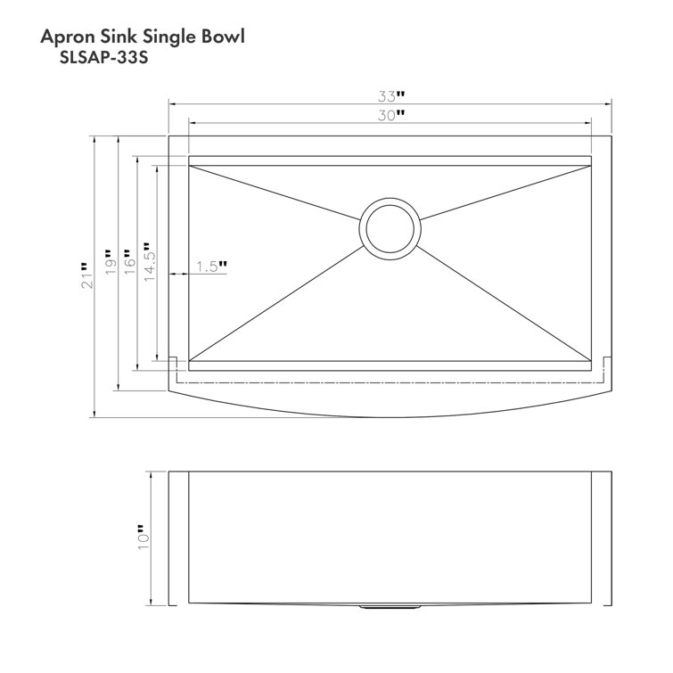 33" Stainless Steel Single Bowl Farmhouse Sink with Drainboard