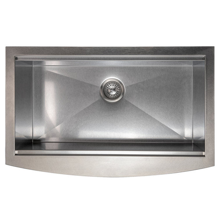 33" Stainless Steel Single Bowl Farmhouse Sink with Drainboard