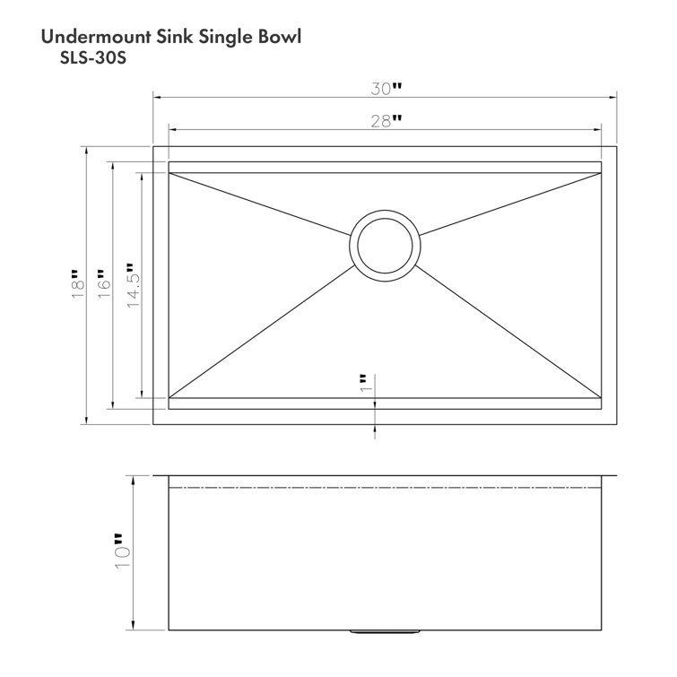 ZLINE 30" DuraSnow Stainless Steel Undermount Single Bowl Sink with Accessories