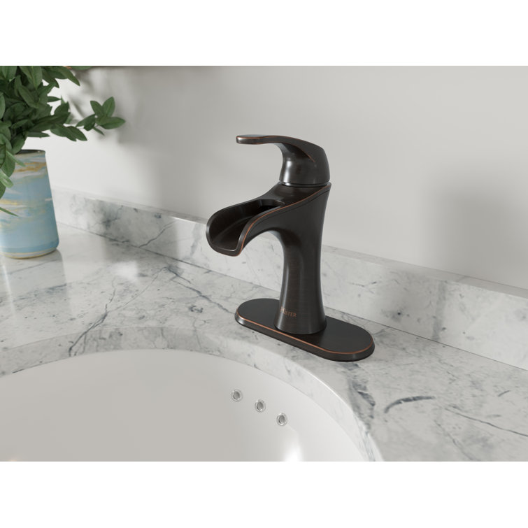 Elegant Tuscan Bronze Single-Hole Bathroom Faucet with Push & Seal Drain