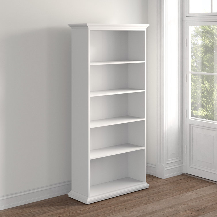 Sonoma Tall Wide Adjustable White Wood 5-Shelf Bookcase