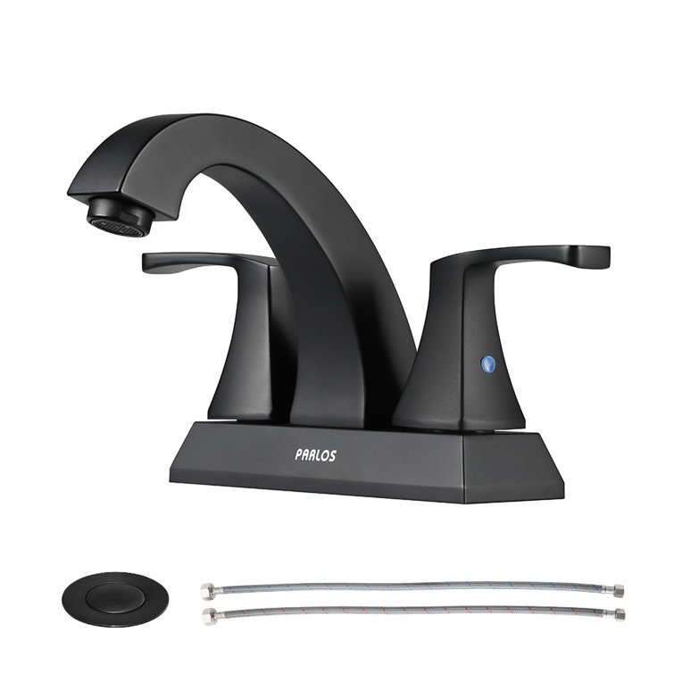 Matte Black Centerset 2-Handle Bathroom Faucet with Drain Assembly