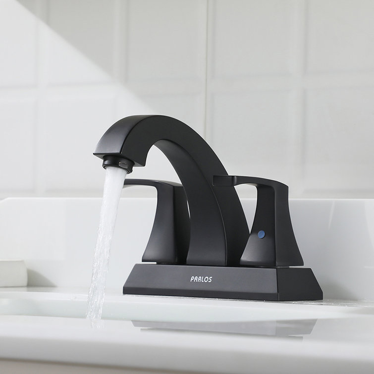 Matte Black Centerset 2-Handle Bathroom Faucet with Drain Assembly