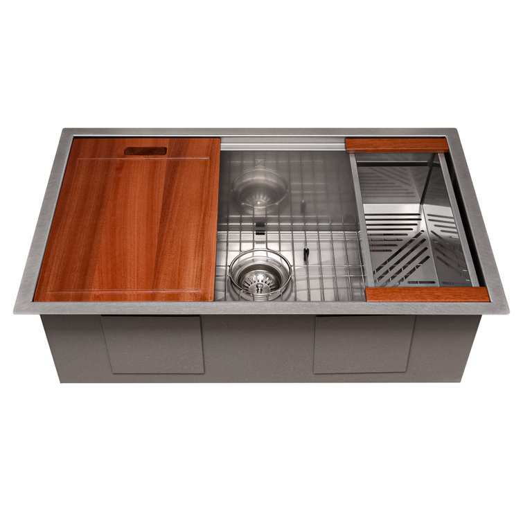 ZLINE 30" DuraSnow Stainless Steel Undermount Single Bowl Sink with Accessories