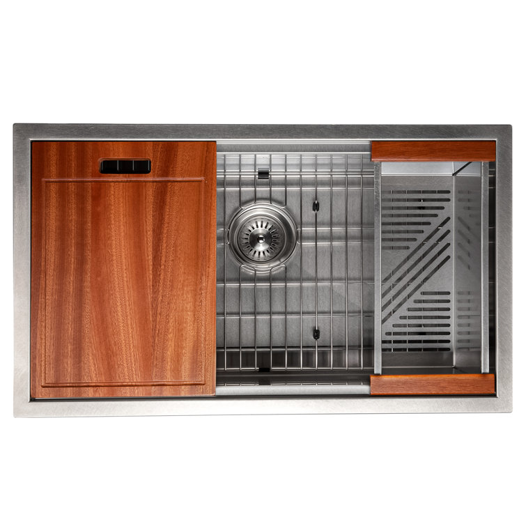 ZLINE 30" DuraSnow Stainless Steel Undermount Single Bowl Sink with Accessories