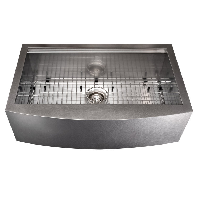 33" Stainless Steel Single Bowl Farmhouse Sink with Drainboard