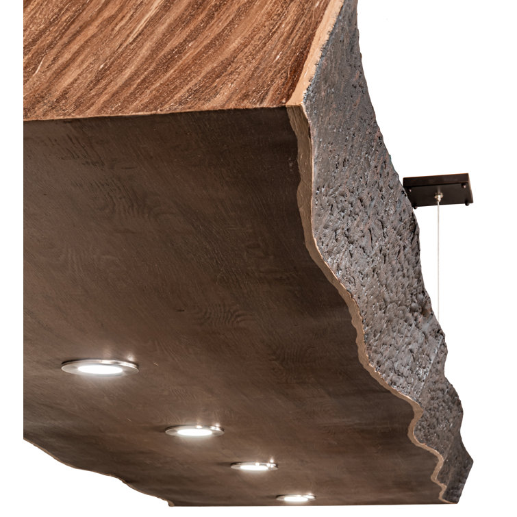 Rustic Bronze and Wood 5-Light LED Island Pendant
