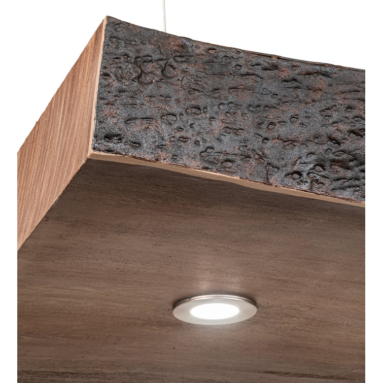 Rustic Bronze and Wood 5-Light LED Island Pendant