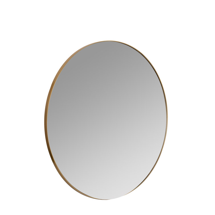 Franco Round Glossy Gold Metal Frame Wall Mirror