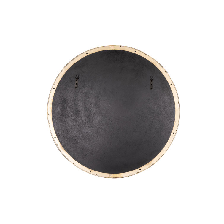 Franco Round Glossy Gold Metal Frame Wall Mirror