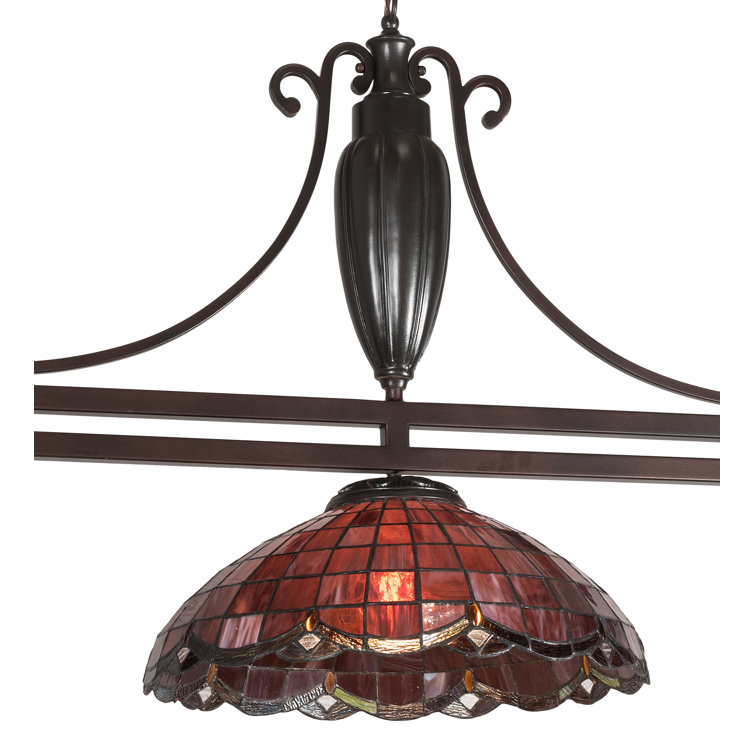 Mahogany Bronze 3-Light Stained Glass Island Pendant