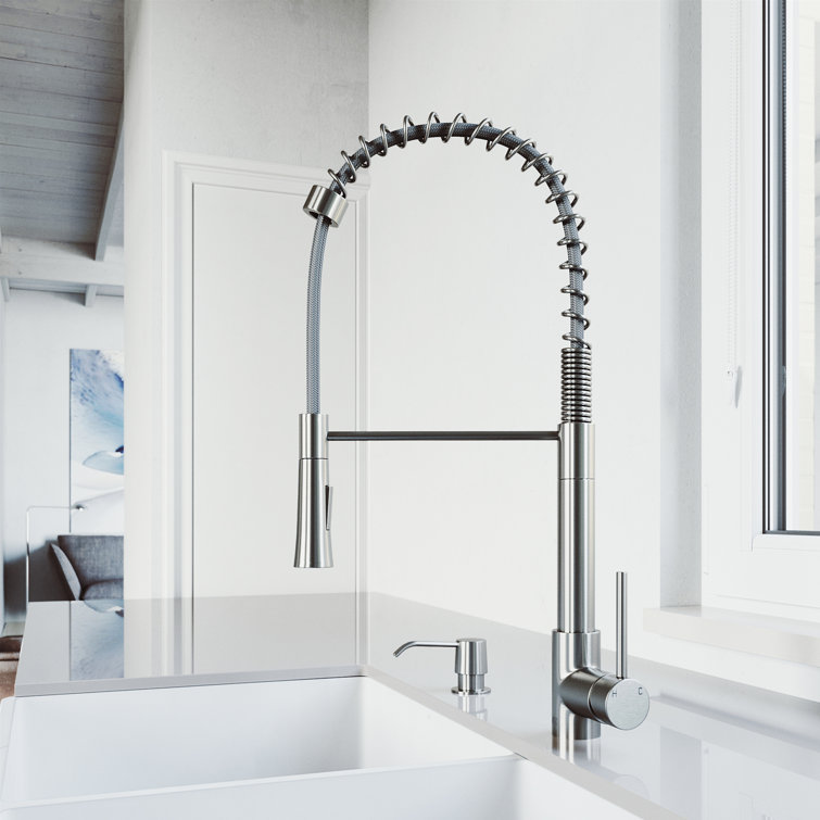 Stainless Steel Pull-Down Kitchen Faucet with Soap Dispenser