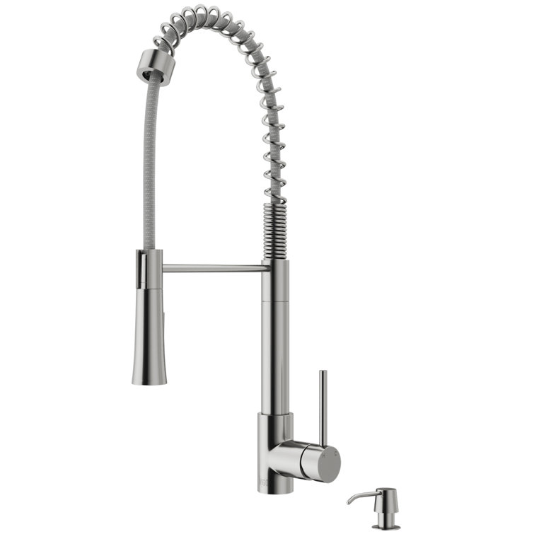 Stainless Steel Pull-Down Kitchen Faucet with Soap Dispenser