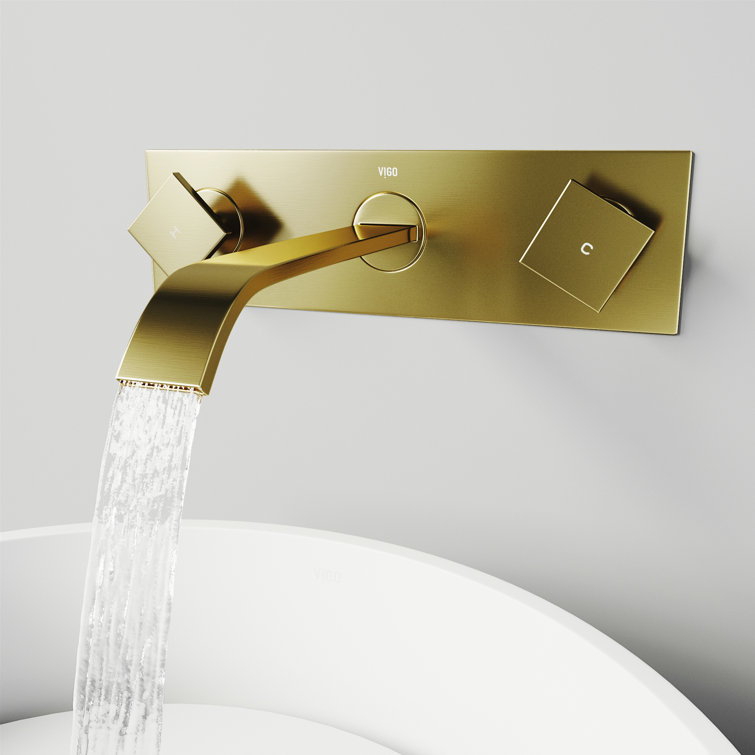 Matte Gold Two-Handle Wall Mount Bathroom Faucet