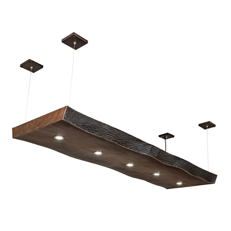 Rustic Bronze and Wood 5-Light LED Island Pendant