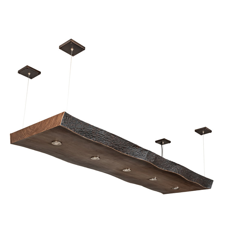 Rustic Bronze and Wood 5-Light LED Island Pendant