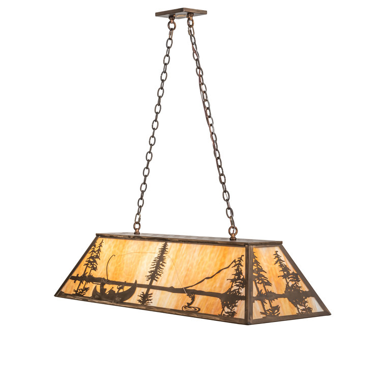 Antique Copper 48" Globe Island Light with Beige Glass