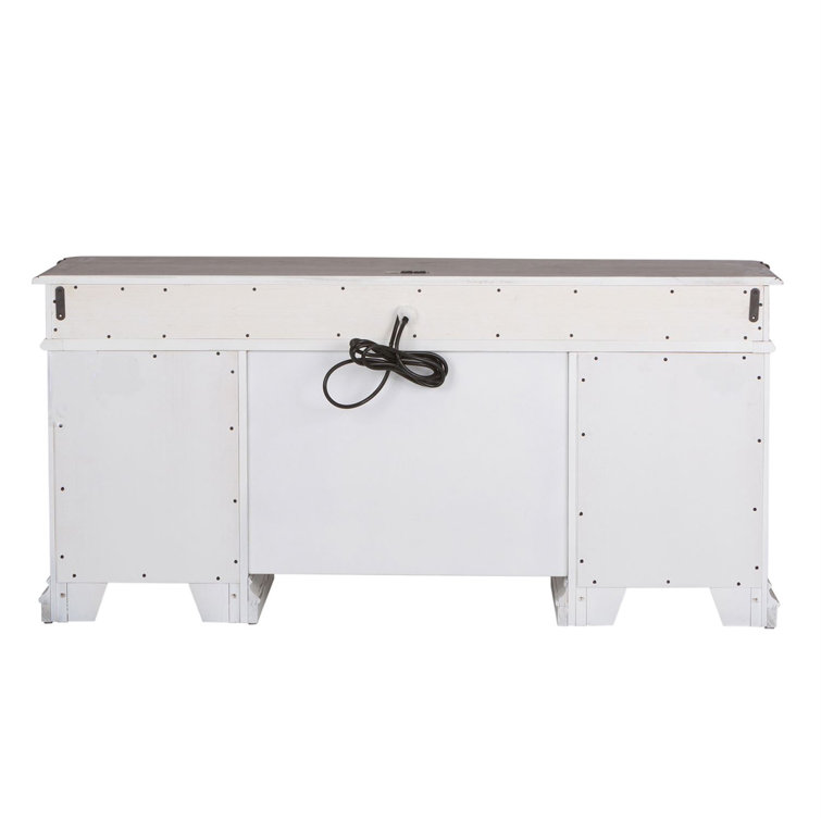 Traditional White Home Office Desk with USB Ports and Drawer