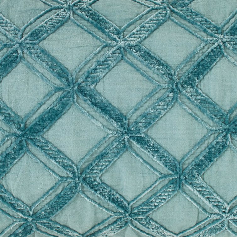 Teal Quilted Cotton Rectangular Decorative Throw Pillow