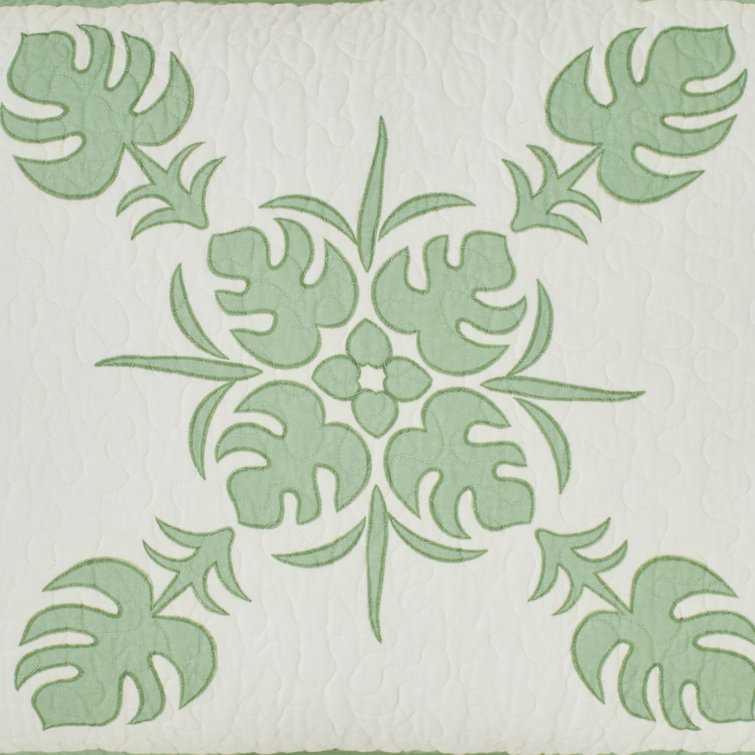 Molokai Green and Beige Cotton Embroidered Sham