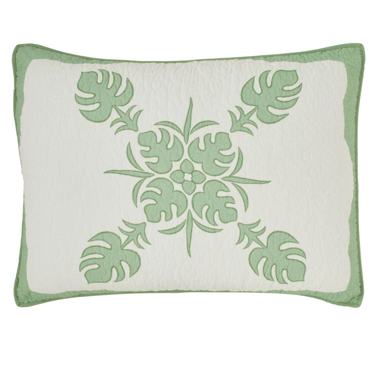 Molokai Green and Beige Cotton Embroidered Sham