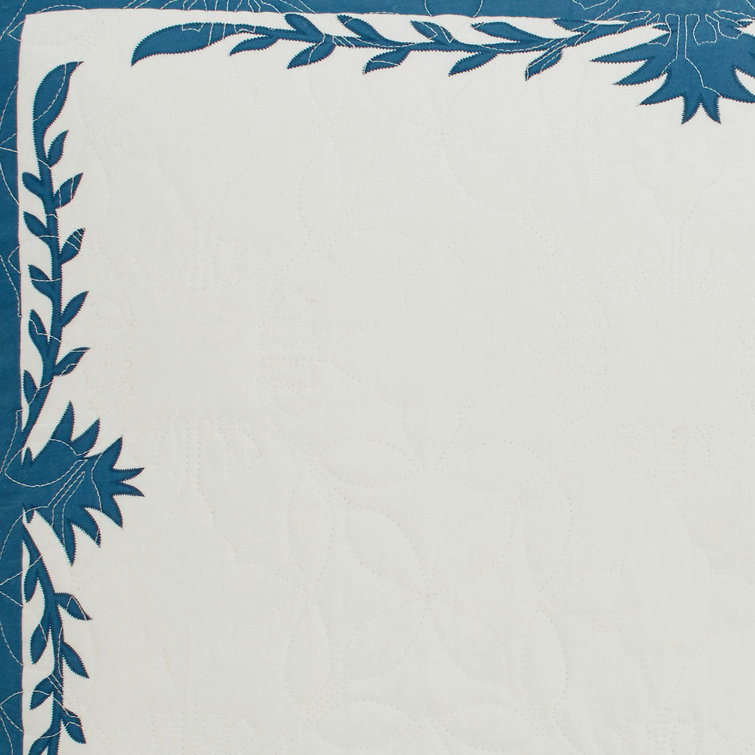 King Size Blue and Beige Embroidered Cotton Sham