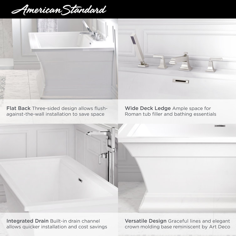 White 36'' Freestanding Acrylic Soaking Bathtub