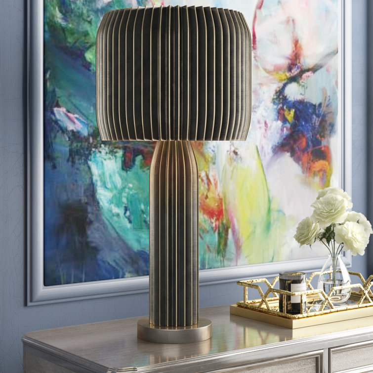 Bronze Crimped Steel 33" Table Lamp with Clear Cord