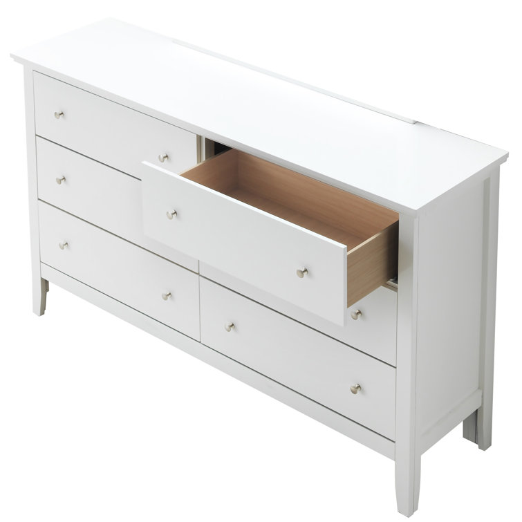 White Double Dresser with Dovetail Drawers