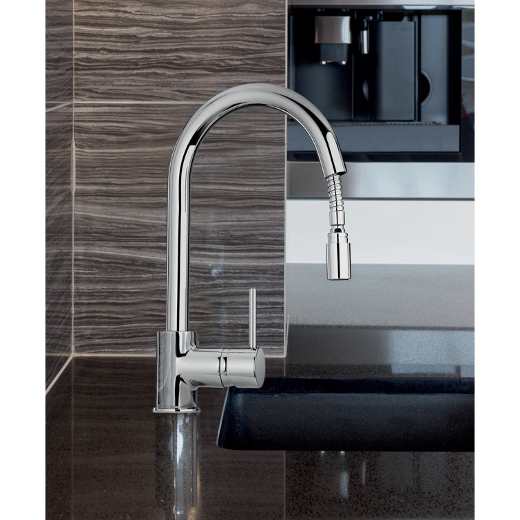Chrome Brass Traditional Kitchen Faucet with Pull-out Spray