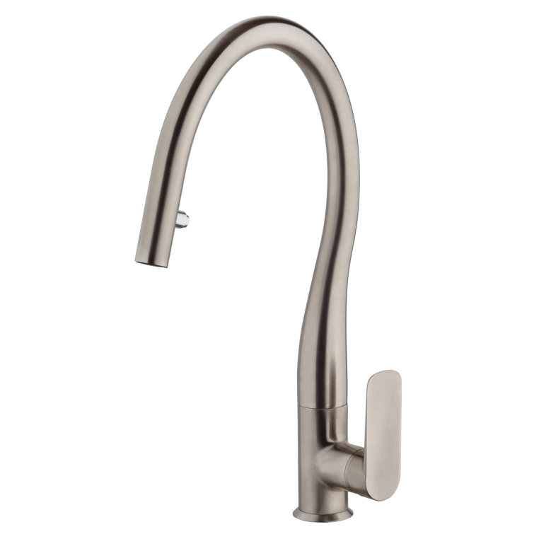 Brushed Nickel Brass Pull-Down Kitchen Faucet with Spray